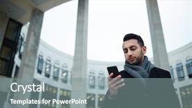  Presentation with modern building - Cool new presentation theme with portrait of handsome middle-eastern backdrop and a gray colored foreground