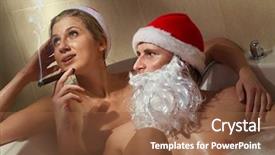  Presentation with hot tub - Colorful presentation theme enhanced with portrait of handsome santa with whiskey and cigar sitting in a hot bubble bath tub relaxing after a long night of deliveries with his girlfriend backdrop and a tawny brown colored foreground