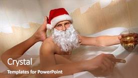  Presentation with hot tub - Slide deck featuring portrait of handsome santa background and a tawny brown colored foreground