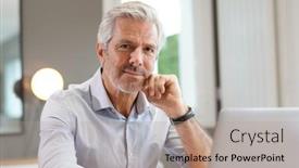  Presentation with senior hunger - Amazing slide set having portrait-of-handsome-senior-businessman backdrop and a coral colored foreground
