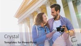  Presentation with museum - Slide set featuring portrait-of-handsome-young-man background and a seafoam green colored foreground