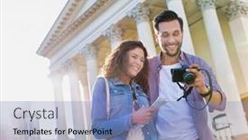  Presentation with flare - Colorful slide deck enhanced with portrait-of-handsome-young-man backdrop and a teal colored foreground