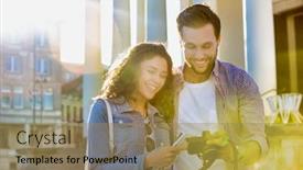  Presentation with flare - Cool new PPT theme with portrait-of-handsome-young-man backdrop and a coral colored foreground