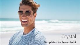  Presentation with summer holiday - Beautiful slides featuring portrait-of-handsome-young-man backdrop and a light blue colored foreground
