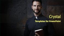  Presentation with prayer - Beautiful slide set featuring portrait of handsome young priest backdrop and a wine colored foreground