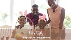  Presentation with lockdown - Cool new PPT layouts with portrait-of-happy-african-american backdrop and a coral colored foreground