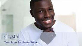  Presentation with positivity - PPT theme having portrait-of-happy-african-american background and a sky blue colored foreground