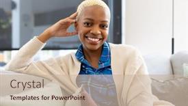  Presentation with quality life - Slide deck consisting of portrait-of-happy-african-american background and a soft green colored foreground