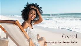  Presentation with black girl - Presentation theme featuring portrait-of-happy-african-american background and a lemonade colored foreground