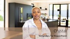  Presentation with quality life - PPT layouts having portrait-of-happy-african-american background and a coral colored foreground