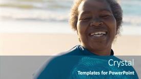  Presentation with happy retirement - PPT theme consisting of portrait-of-happy-african-american background and a ocean colored foreground