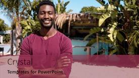  Presentation with space time - Presentation theme enhanced with portrait-of-happy-african-american background and a violet colored foreground