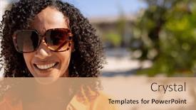  Presentation with space time - Slides with portrait-of-happy-african-american background and a coral colored foreground