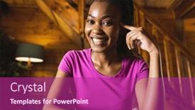  Presentation with nature cabin - Theme with portrait-of-happy-african-american background and a violet colored foreground