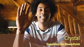  Presentation with nature cabin - Slide deck featuring portrait-of-happy-african-american background and a tawny brown colored foreground