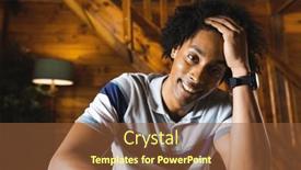  Presentation with nature cabin - Slide deck featuring portrait-of-happy-african-american background and a tawny brown colored foreground