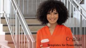  Presentation with takeaway coffee - PPT theme consisting of portrait-of-happy-african-american background and a red colored foreground