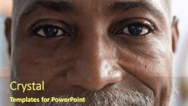  Presentation with doctor african - PPT theme with portrait-of-happy-african-american background and a tawny brown colored foreground