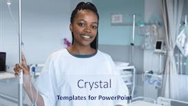  Presentation with african american patient - Presentation theme featuring portrait-of-happy-african-american and a sky blue colored foreground