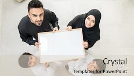  Presentation with muslim family - Beautiful PPT layouts featuring portrait of happy arabic muslim backdrop and a lemonade colored foreground