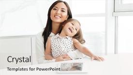  Presentation with family children - PPT layouts featuring portrait of happy asian family background and a lemonade colored foreground