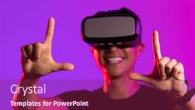  Presentation with interface - PPT theme having portrait-of-happy-asian-man background and a violet colored foreground