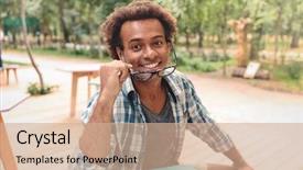  Presentation with african marriage - Colorful slide deck enhanced with portrait of happy attractive african backdrop and a  colored foreground