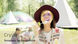  Presentation with making soap - Presentation design enhanced with portrait-of-happy-attractive-girl background and a coral colored foreground