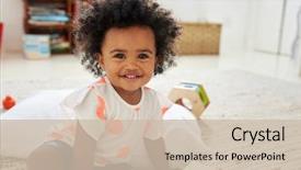  Presentation with happy baby - Cool new presentation with portrait of happy baby girl backdrop and a soft green colored foreground