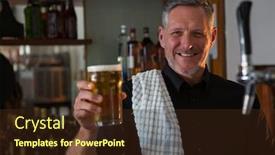  Presentation with bar - Beautiful slides featuring portrait-of-happy-bar-tender backdrop and a tawny brown colored foreground