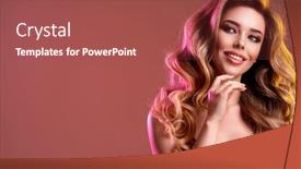  Presentation with hair dress - Beautiful PPT layouts featuring portrait-of-happy-beautiful-young backdrop and a red colored foreground
