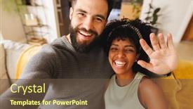  Presentation with togetherness - Presentation consisting of portrait-of-happy-biracial-bearded background and a tawny brown colored foreground