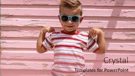  Presentation with childhood - Presentation theme with portrait-of-happy-biracial-boy background and a coral colored foreground
