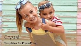  Presentation with sister - Theme featuring portrait-of-happy-biracial-brother background and a coral colored foreground