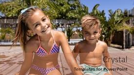  Presentation with sister - Presentation theme consisting of portrait-of-happy-biracial-brother background and a coral colored foreground
