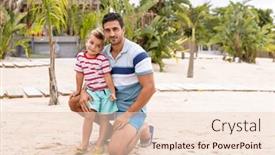  Presentation with portrait happy family smiling - Presentation theme featuring portrait-of-happy-biracial-father background and a lemonade colored foreground