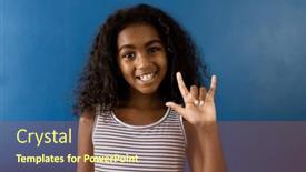  Presentation with sign language - Theme enhanced with portrait-of-happy-biracial-girl background and a tawny brown colored foreground