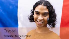  Presentation with france flag - Presentation with portrait-of-happy-biracial-man background and a  colored foreground
