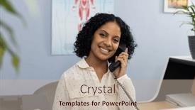  Presentation with medical desk - Presentation design featuring portrait-of-happy-biracial-medical background and a soft green colored foreground