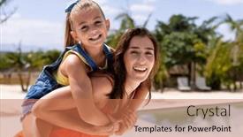  Presentation with lifestyle - Slide deck with portrait-of-happy-biracial-mother background and a coral colored foreground