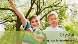  Presentation with bicycles - Theme consisting of portrait-of-happy-boy background and a yellow colored foreground
