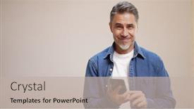  Presentation with older adult - Presentation enhanced with portrait-of-happy-casual-older background and a mint green colored foreground