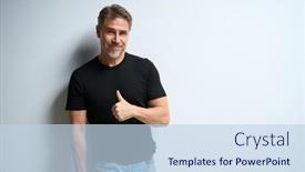  Presentation with older adult - PPT theme with portrait-of-happy-casual-older background and a sky blue colored foreground