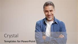  Presentation with older adult - Presentation featuring portrait-of-happy-casual-older background and a light gray colored foreground