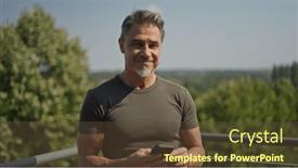  Presentation with older adult - Presentation theme having portrait-of-happy-casual-older and a tawny brown colored foreground