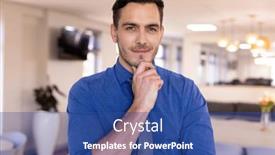  Presentation with blue global - PPT theme enhanced with portrait-of-happy-caucasian-businessman background and a ocean colored foreground