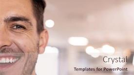  Presentation with blue global - Slides having portrait-of-happy-caucasian-businessman background and a lemonade colored foreground