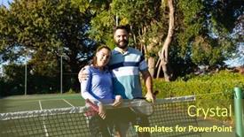  Presentation with hobbies - Presentation having portrait-of-happy-caucasian-couple background and a tawny brown colored foreground