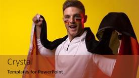  Presentation with football germany - PPT layouts consisting of portrait-of-happy-caucasian-male background and a tawny brown colored foreground