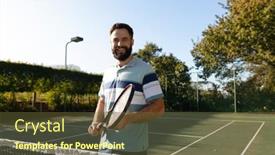  Presentation with hobbies - PPT layouts enhanced with portrait-of-happy-caucasian-man background and a tawny brown colored foreground